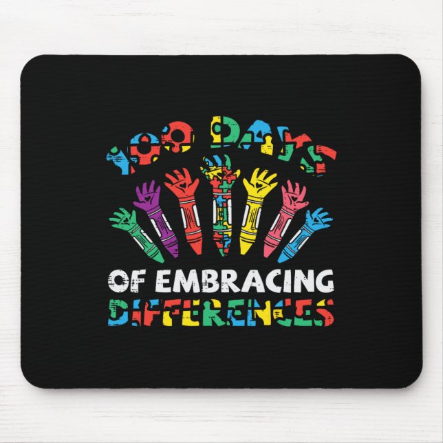 Days Of Embracing Autism 100th Day School Sped Tea Mouse Mat (Front)