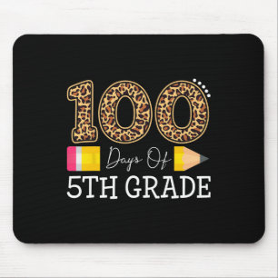 Days Of Fifth Grade Leopard Happy 100th Day Of Sch Mouse Mat