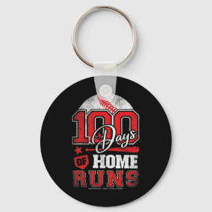 Days Of Home Runs Baseball Boys Kids 100th Day Of Key Ring