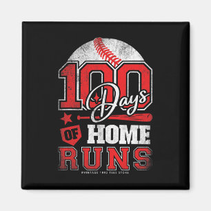 Days Of Home Runs Baseball Boys Kids 100th Day Of Magnet