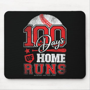 Days Of Home Runs Baseball Boys Kids 100th Day Of Mouse Mat