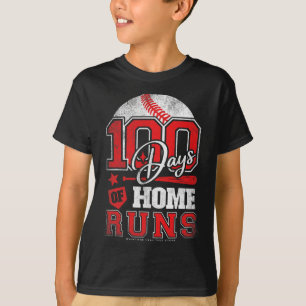Days Of Home Runs Baseball Boys Kids 100th Day Of T-Shirt