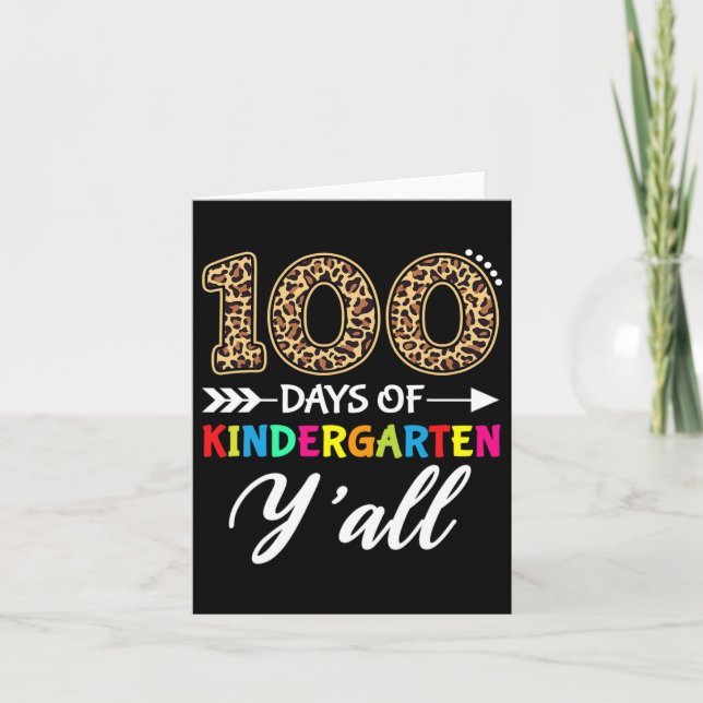 Days Of Kindergarten Y'all Teacher Student Leopard Card (Front)