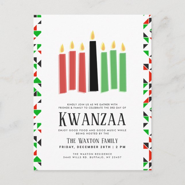 Days of Kwanzaa | Party Event Postcard (Front)