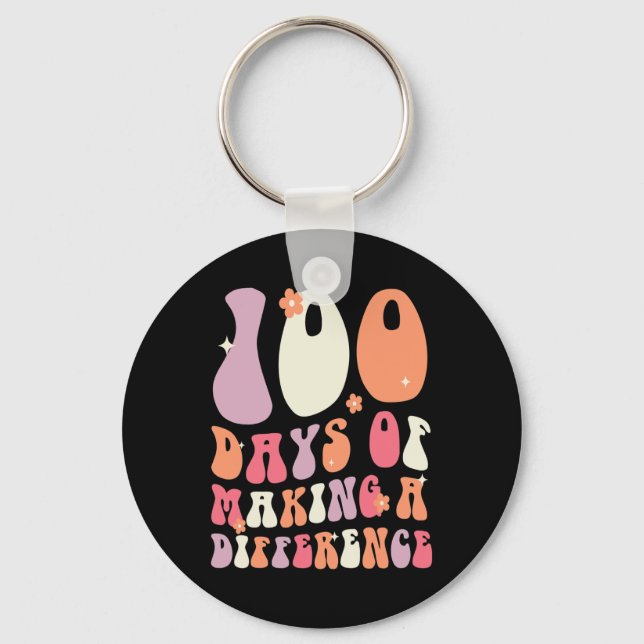 Days Of Making A Difference 100th Day Of School Te Key Ring (Front)