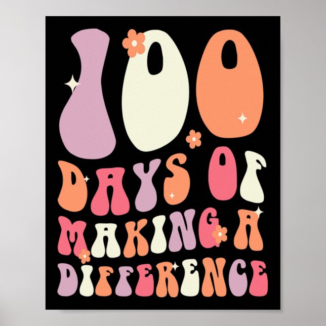 Days Of Making A Difference 100th Day Of School Te Poster (Front)