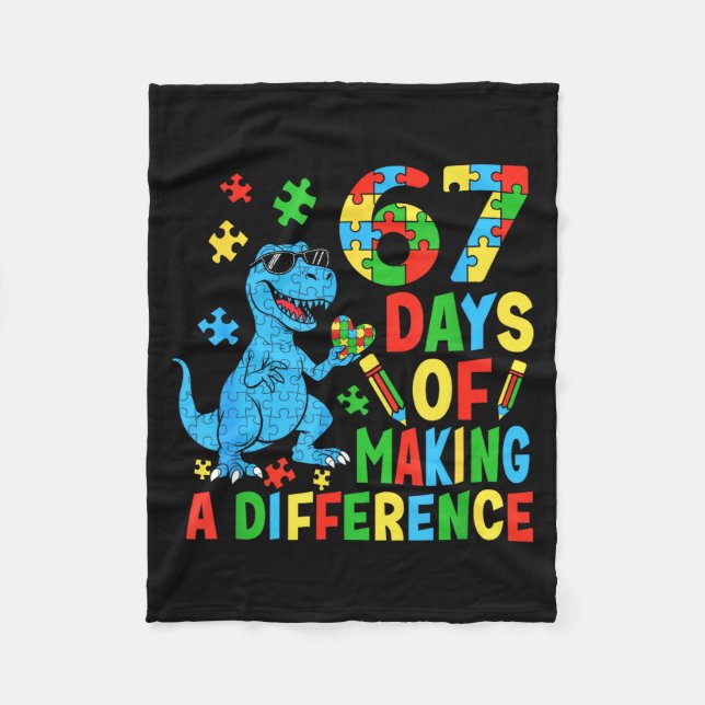 Days Of Making A Difference Dinosaur Autism Teache Fleece Blanket (Front)