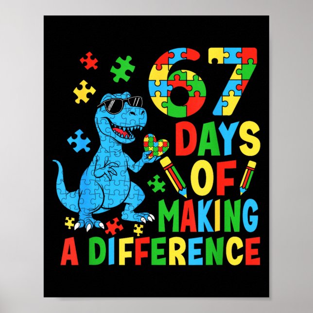Days Of Making A Difference Dinosaur Autism Teache Poster (Front)