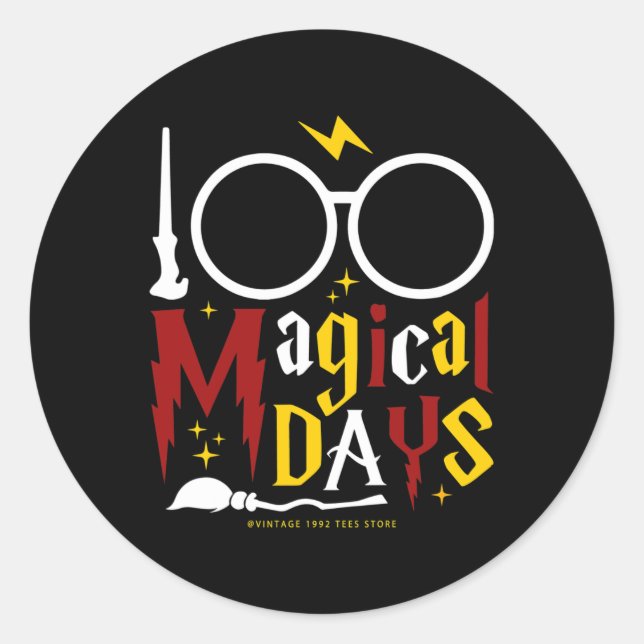 Days Of Mischief Managed Teachers Kids 100 Magical Classic Round Sticker (Front)