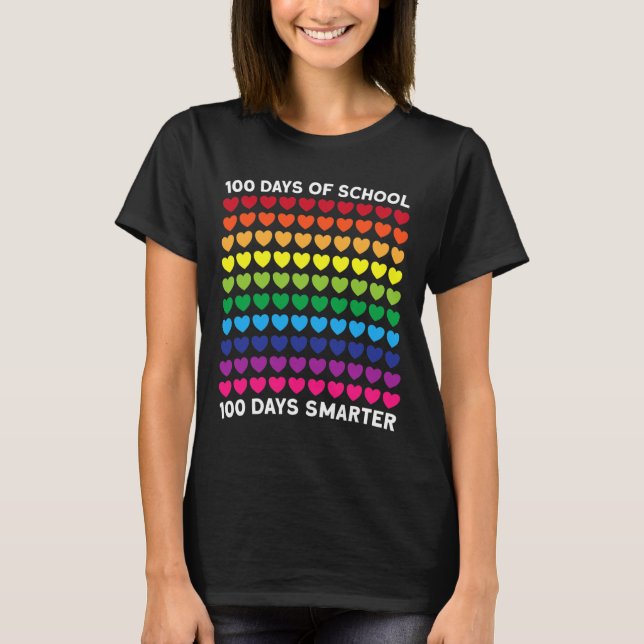 Days Of School 100 Days Smarter Heart Love Boy Gir T-Shirt (Front)