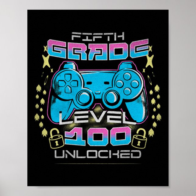 Days Of School 5th Grade Level Unlocked Video Game Poster (Front)