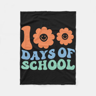 Days Of School 70s Retro Groovy Teacher Student Fleece Blanket