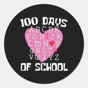 Days Of School Alphabet 100th Day Teacher Student  Classic Round Sticker