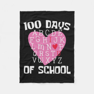 Days Of School Alphabet 100th Day Teacher Student Fleece Blanket