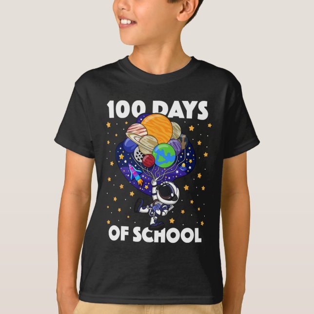 Days Of School Astronaut Space Boys Kids 100th Day T-Shirt (Front)