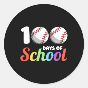 Days Of School Baseball 100th Day Students Boys Gi Classic Round Sticker