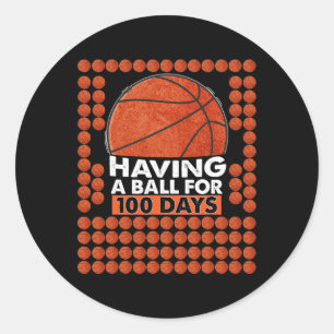 Days Of School Basketball 100th Day Balls For Boys Classic Round Sticker