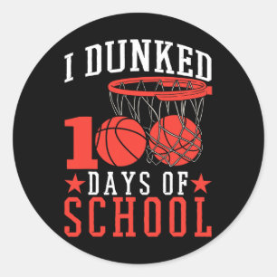 Days Of School Basketball Kids Classic Round Sticker