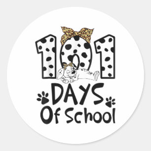 Days Of School Dalmatian Dog Boys Girls 100 Days  Classic Round Sticker