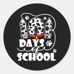 Days Of School Dalmatian Dog Boys Girls 100 Days S Classic Round Sticker