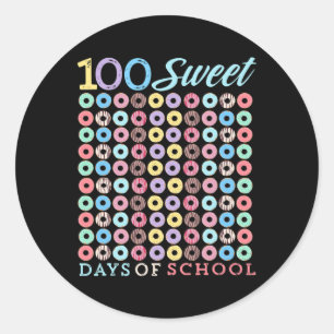 Days Of School Doughnut Cute 100th Day Of School S Classic Round Sticker