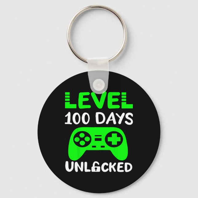 Days Of School Gaming Gamer Level 100 Unlocked  Key Ring (Front)