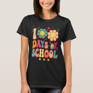 Days Of School Groovy Retro 100th Day Teacher Cute T-Shirt