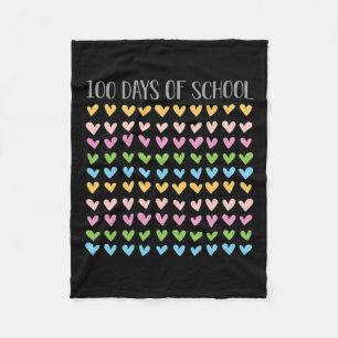 Days Of School Hearts 100th Vintage Teacher Retro Fleece Blanket
