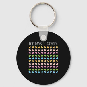 Days Of School Hearts 100th Vintage Teacher Retro  Key Ring