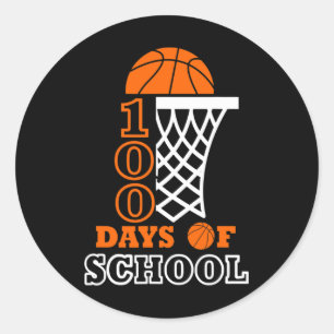 Days Of School Kids Basketball 100th Day Of School Classic Round Sticker