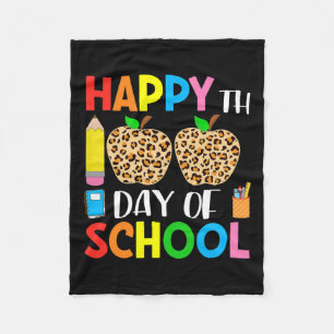 Days Of School Leopard Print Teacher And Student 1 Fleece Blanket