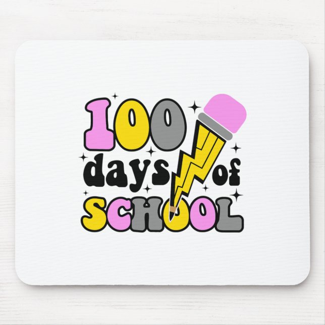 Days Of School Lightning Bolt Pencil Teacher 100th Mouse Mat (Front)
