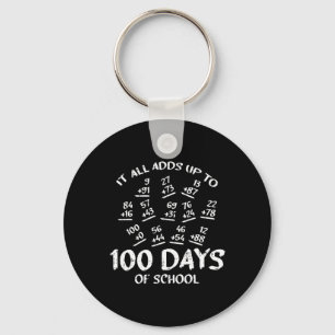 Days Of School Math Addition Cool Teacher Student  Key Ring