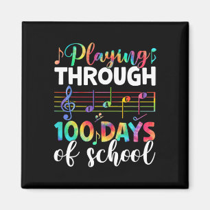 Days Of School Music Teacher Student Gifts 100th D Magnet