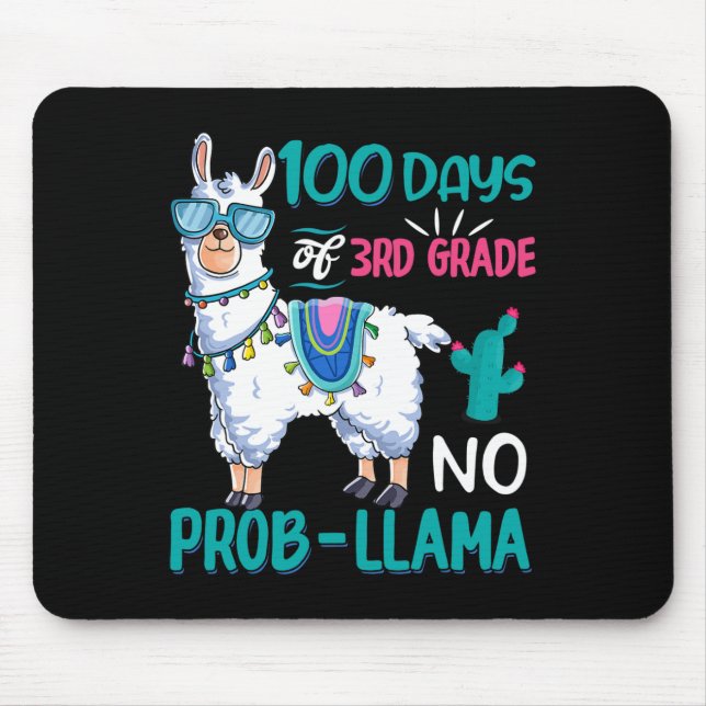 Days Of School No Probllama Llama 3rd Grade Teache Mouse Mat (Front)