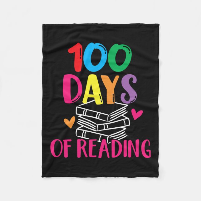 Days Of School Reading English Teacher Books Stack Fleece Blanket (Front)