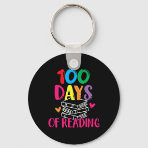 Days Of School Reading English Teacher Books Stack Key Ring