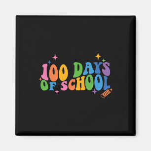 Days Of School Retro Groovy 100th Day Of School Magnet