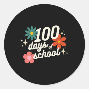 Days Of School Retro Teacher Student Kindergarten Classic Round Sticker