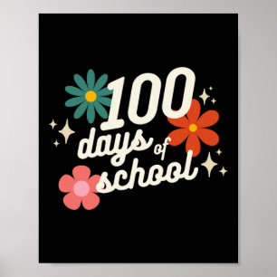 Days Of School Retro Teacher Student Kindergarten Poster