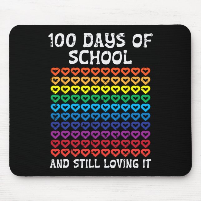 Days Of School Still Loving It Hearts 100th Teache Mouse Mat (Front)