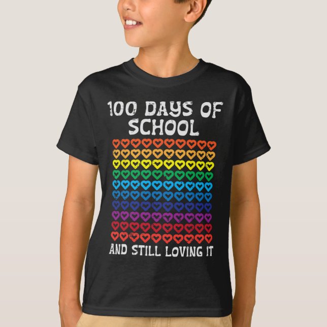 Days Of School Still Loving It Hearts 100th Teache T-Shirt (Front)