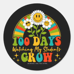 Days Of School Teacher 100 Days Watching My Studen Classic Round Sticker