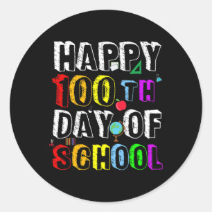 Days Of School Teacher And Student Happy 100 Days Classic Round Sticker