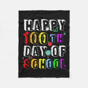 Days Of School Teacher And Student Happy 100 Days Fleece Blanket