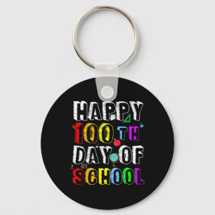 Days Of School Teacher And Student Happy 100 Days Key Ring