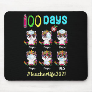 Days Of School Teacher Unicorn Wearing Mask Wrong Mouse Mat