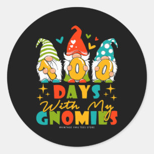 Days Of School Teachers Kids 100 Days With My Gnom Classic Round Sticker