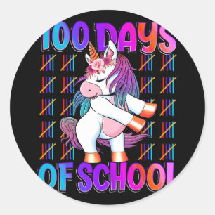 Days Of School Unicorn 100 Days Smarter 100th Day Classic Round Sticker