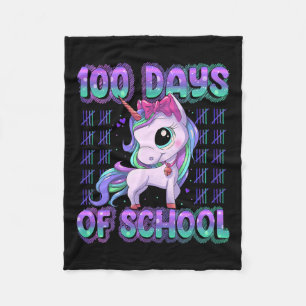 Days Of School Unicorn 100 Days Smarter 100th Day  Fleece Blanket